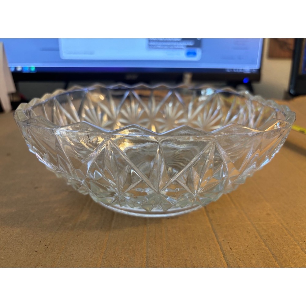 Vintage Square Heavy Glass Bowl 9" Round